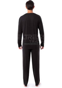 Pyjama en modal dernière mode pour hommes peignoir à col rond à manches longues col rond haute qualité 2 pièces prix abordable - Product Image 6
