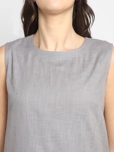 Increíble ropa de yoga gris sin mangas hasta el suelo pantalones elásticos dos bolsillos laterales cintura natural sólido tejido ecológico - Product Image 5