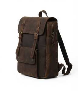 Vintage Genuine <b>Leather</b> <b>Backpack</b> With Hasp Closure Dark Brown All Seasons Daily Use - Product Image 3