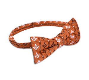 Nœud Papillon Personnalisé Maître Maçon Loge Bleue - Motif Orange Tissé avec Compas et Équerre pour Hommes - Product Image 2