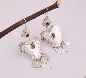 Natural <b>Red</b> Garnet Heart <b>Earrings</b> 925 Sterling Silver Jewelry Wholesale Vintage Dotted Design Handmade <b>Drop</b> <b>Earrings</b> for Women - Product Image 1