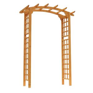 Arco da Giardino Rotondo in Legno di Abete da 2,3 m, Stile Pergola per Piante Rampicanti, Colore Giallo - Product Image 1