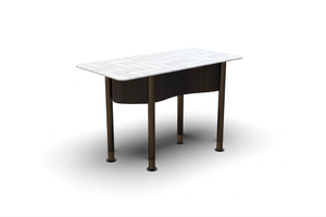 Modern Herringbone Pattern Top <b>Dining</b> <b>Table</b> with Curved Metal Frame, Luxury Executive Desk for Home Office & Hotel Decor - Product Image 3