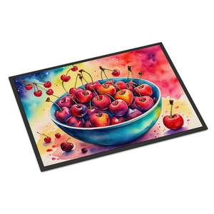 Felpudo antideslizante de cerezas coloridas para interiores/exteriores, lavable, de pila baja, 24H X 36W, felpudo para puerta Delantera para entrada - Product Image 1