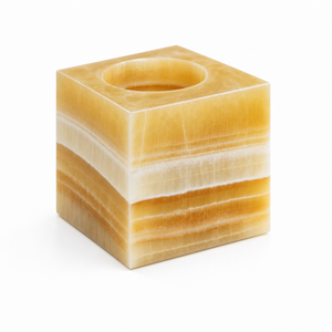 Support de bougie chauffe-plat en onyx ambre naturel, fait main, en forme de cube, bloc de pierre carré, vente en gros, logo personnalisé, décoration de salle de bain - Product Image 3