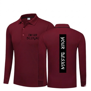 เสื้อเชิ้ตแขนยาวผู้ชาย DROGEN EXPORT แฟชั่นลำลองพิมพ์ลายตามสั่ง ผ้าถัก ระบายอากาศได้ดี สีแดงเบอร์กันดี สำหรับกอล์ฟ ปักโลโก้ได้ - Product Image 1