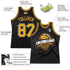 Camiseta de Baloncesto Retro Personalizada Negra y Dorada, Auténtica, Sublimada, con Diseño de Chimpancés, Tejido de Malla, Sin Mangas - Product Image 5