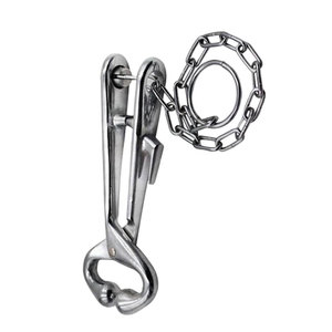 Stainless Steel Cattle Leader Bull Cow <b>Nose</b> <b>Ring</b> Holder Pliers with Long Chain Customized Logo Design Veterinary Livestock - Product Image 4