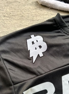 Custom Vintage Distressed Embroidered <b>Patchwork</b> Jersey-300 GSM Heavyweight Mesh Cropped Oversized Top 100% Polyester - Product Image 4