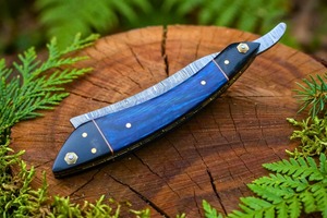 Cuchillo Plegable Industrial Hecho a Mano de Acero de Damasco BA Enterprises con Hoja Recta, Mango de Madera y Apertura con Perilla para Caza 8 - Product Image 4