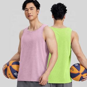 High Quality 100% Polyester Quick Dry <b>Mesh</b> Running Training Tank <b>Tops</b> Fitness Workout Performance Gym Sleeveless Shirt For Men - Product Image 1