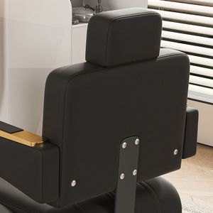 Chaise de barbier hydraulique professionnelle pivotante à 360 degrés avec accoudoirs réglables en acier inoxydable et dossier inclinable - Product Image 4