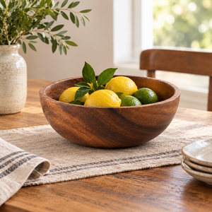 Bol en bois fait main, forme ronde, grain de bois naturel, design minimaliste, pour servir les aliments, décoration pour la maison, l'hôtel, le restaurant - Product Image 2