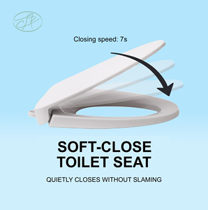 Abattant de toilettes moderne allongé à face fermée pour adulte avec fonction de fermeture en douce en plastique PP pour salle de bain, couleur personnalisée, OEM - Product Image 6