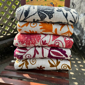 TNT Cotton Suzani <b>Throws</b> Woven Breathable Cotton <b>Blanket</b> Boho Suzani <b>Throw</b> Lightweight All-Season Bedspread - Product Image 1