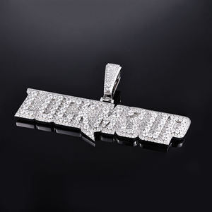 Weekly Shop 14K <b>Solid</b> <b>Gold</b> <b>Pendant</b> Charm Silver Plated Zinc Alloy Moissanite Micro Insert Hiphop Style Unisex Jewelry IGI - Product Image 1