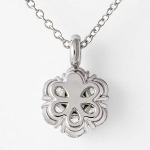 Joyería Moderna, Collar con Colgante de Flor de Oro Blanco y Amarillo de 14K con Esmeralda Redonda de 0.89ct y Diamante Cultivado en Laboratorio, Elegante Regalo para Mujer - Product Image 2