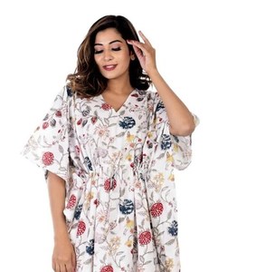 Robe kaftan en coton indien faite à la main, légère, style kimono, idéale pour la plage - Product Image 2