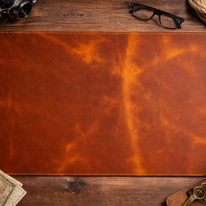 Genuine Cowhide Leather Mouse Pad Hand Crafted <b>Desk</b> Mat Durable Real Leather Mousepad for Creative Agencies LMP-0041 - Product Image 1