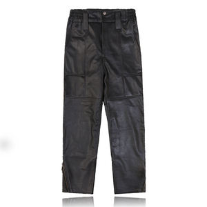 Pantalon large en cuir noir léger pour homme, taille haute, fermeture éclair, style décontracté chic, hiver - Product Image 2