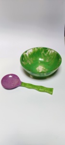 Bol de service en marbre noir poli avec veines vertes, rond, de luxe, pour la décoration de table à manger à la maison - Product Image 6