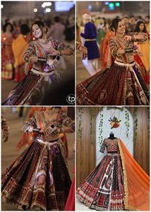 InCotton.M Lehenga Choli en Faux Georgette Brodé Rouge, Robe de Mariage Indienne Traditionnelle Longue, Coupe Classique pour Femme - Product Image 6