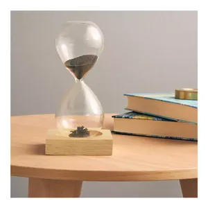 Magnetic Glass Hourglass <b>Sand</b> <b>Timer</b> with Wooden Base Minimalist Design 2 Minutes - Product Image 2