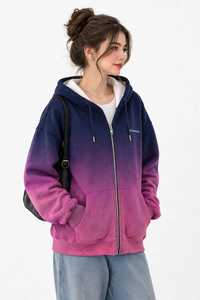 Sudadera con capucha y cremallera de gran tamaño con degradado de Oneten Apparel, unisex, de forro polar, informal, para otoño - Product Image 3