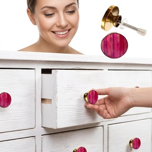 Poignée de meuble moderne ronde en laiton fuchsia pour armoire, tiroir et rangement de salon, installation facile - Product Image 3