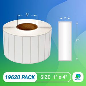 White 4 X 1 Inch Direct Thermal Labels Pack 19620 <b>Polypropylene</b> Self-Adhesive Freezer Grade <b>Glue</b> 3 Inch Core Perforated Packages - Product Image 2