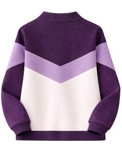 Sweat-shirt à col zippé pour femme, couleur unie violet lavande blanc, en polaire, pull décontracté, chaud pour l'hiver, streetwear, haut oversize - Product Image 2