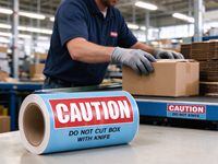 Vorsicht: Schneiden Sie die Box nicht mit einem Messer ab! Warnetikettenrolle, selbstklebende rechteckige Versandetiketten aus Papier, Direktlieferung ab Werk