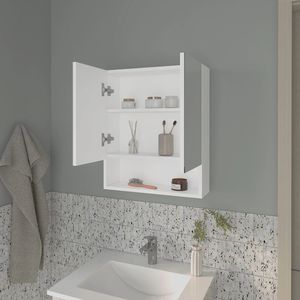 Mobile da Bagno Bianco con Ante a Specchio e Vano Aperto - Product Image 2