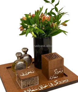 Most Ramadan <b>Eid</b> <b>Gift</b> Round Acacia Wood Mop Inlay Chocolate Decorative Tray Mother of Pearl Dessert Decorative Tray - Product Image 6
