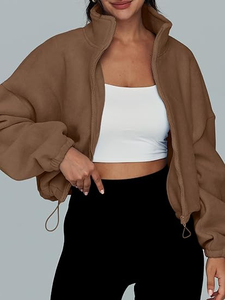 Vestes en polaire décontractées pour femmes automne/hiver, sweat-shirts zippés surdimensionnés à manches longues, longueur normale, écologiques - Product Image 2