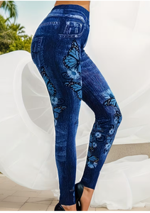 Pantalones de Moda para Mujer TRIBON SPORTS, Leggings de Mezclilla de Cintura Alta, Sólidos, de Corte Regular, Lavado Medio, Jeans Casuales de Verano - Product Image 4
