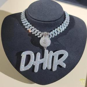 Luxury Moissanite Diamond "DHIR "Name Pendant Necklace Silver Hip Hop Jewelry Wholesale Supply - Product Image 1