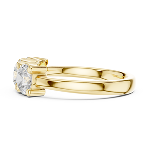 Anillo de Compromiso y Boda de Tres Piedras con Diamante Cultivado en Laboratorio, Corte Brillante Redondo, Oro Sólido de 14K, HPHT CVD - Product Image 4