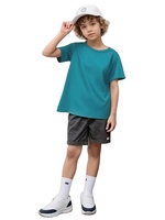 Paquete de 4 Camisetas de Manga Corta con Cuello Redondo 3D de Jersey de Algodón para Niños, Ligeras, Casuales de Verano, Transpirables, de Secado Rápido y Ecológicas