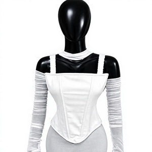 Vestido largo de gasa con corsé de algodón blanco personalizable OEM al por mayor, con varillas de acero, estilo desmontable, alta compresión y acolchado. - Product Image 1