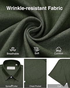 เสื้อเชิ้ตผ้าลินินผู้ชาย Aero Linen แขนสั้น ติดกระดุม ไม่ยับง่าย สวมใส่สบาย เหมาะสำหรับวันหยุดพักผ่อน ชายหาด ฤดูร้อน เสื้อน้ำหนักเบา - Product Image 5