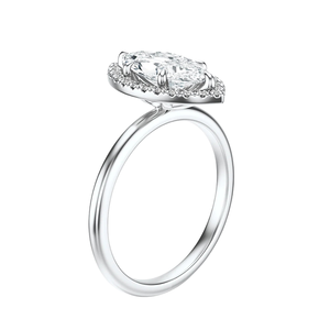 Anillo de Compromiso con Halo de Diamantes Cultivados en Laboratorio, Corte Marquesa, Chapado en Rodio sobre Oro Blanco de 14K, Certificado GIA, Joyería de Aniversario para Mujer - Product Image 3