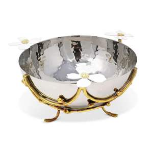 Handmade Modern <b>Metal</b> <b>Bowl</b> with Gold Flower Design Polished Finish Eco-Friendly & Dishwasher Safe for Home & Hotel Decor Gift - Product Image 2