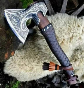 Custom Handmade Viking Bearded High Carbon Steel Felling <b>Axe</b> Steel <b>Handle</b> | Industrial Grade Hatchet for Lumber Cutting Firewood - Product Image 1