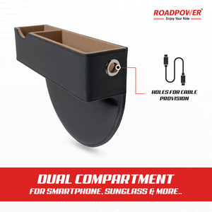 ROADPOWER (RP-Side-14) Leather Car <b>Seat</b> Organizer 2 Pack, Side <b>Storage</b> Box For Phone And Essentials, Clutter Free Universal Fit - Product Image 4