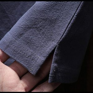 Conjunto de Camiseta Henley y Pantalones Cortos de Algodón Azul Marino para Hombre, Ropa Casual Transpirable para Verano - Product Image 6
