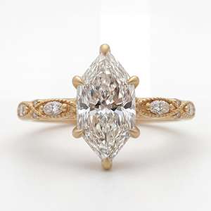 Anillo de Diamante Cultivado en Laboratorio con Corte Marquesa, Estilo Vintage de Lujo, con Engaste de Garras, Inspirado en el Estilo Antiguo, Anillo de Novia Perfecto para Propuesta de Matrimonio, Boda o Fiesta - Product Image 6