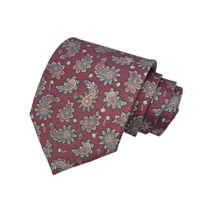 Cravate en soie florale Paisley bordeaux Benon pour homme |   Cravate Jacquard de Luxe de Créateur pour Cérémonies, Affaires et Fêtes – Accessoire de Mode Haut de Gamme - Product Image 2