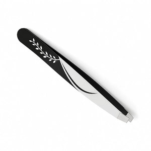 Pinzas Modernas para Cejas con Punta Inclinada, Acero Inoxidable, Herramienta de Precisión para el Cuidado de las Cejas, Diseño Duradero, Acabado Negro y Plateado - Product Image 3