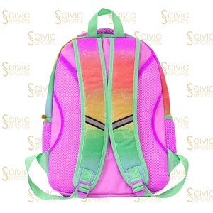 Civic Sports <b>Rainbow</b> Glitter Backpack for Girls School Fashion Softback 20-35L Waterproof Polyester Zipper Closure - Product Image 3